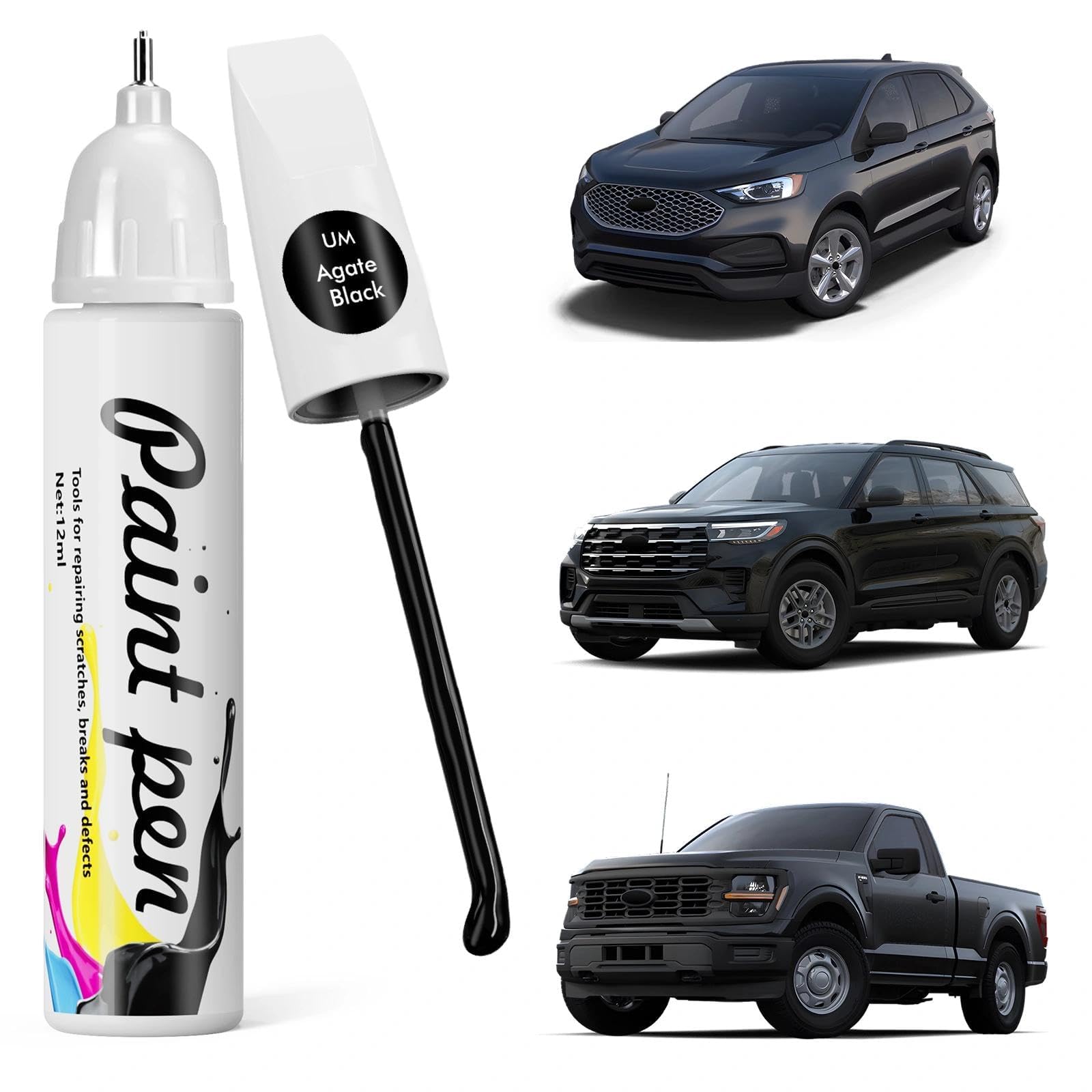 Stylo de peinture pour voiture compatible avec Ford (UM Agate Black Metallic)