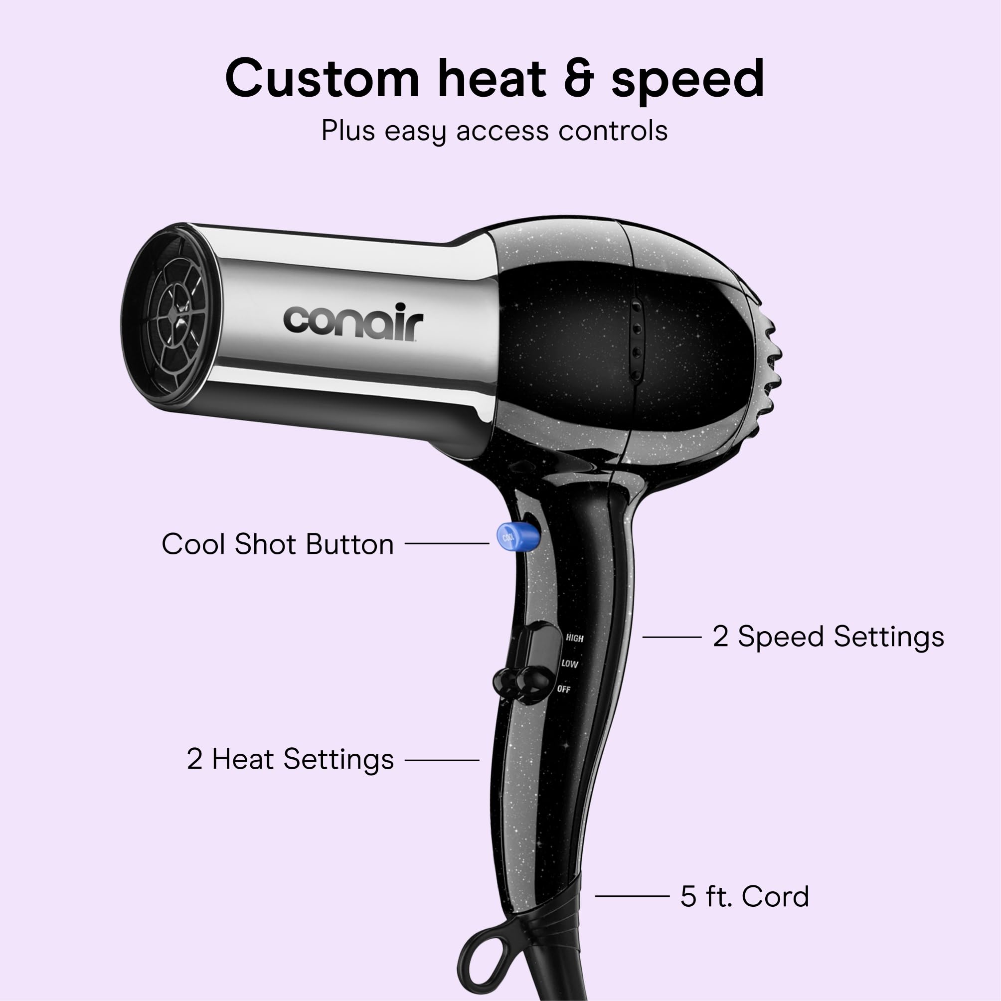 Conair Ionic Hair Dryer - Fast Drying & Shiny Hair -4