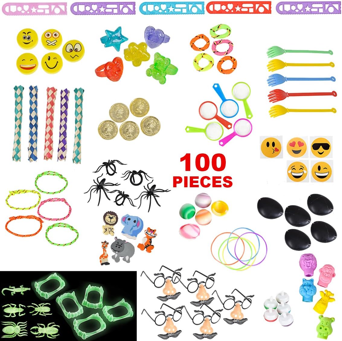 100 Piece Bulk Toys for Kids | Girls and Boys | Treasure Box Prizes for Classroom, Party Favors, Claw Machine Toys, Carnival Prizes, Pinata Fillers | Huge Assortment/Variety of Novelty Toys