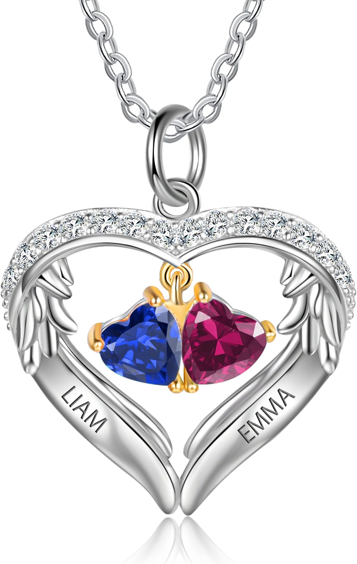 - Personalized sterling silver pendant necklace with birthstone and name mothers jewelry heart shaped necklace for her birthstone necklace