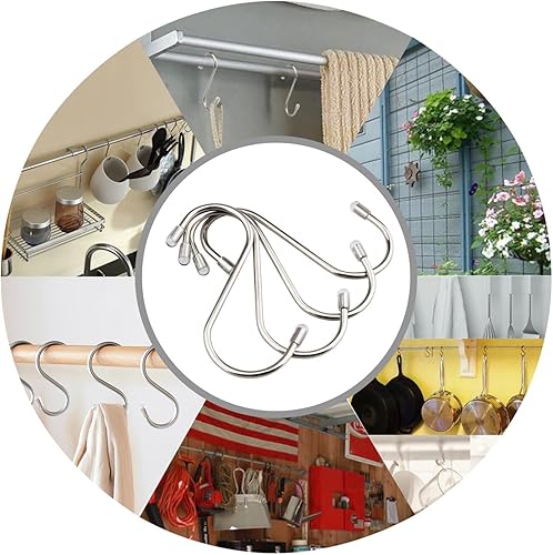 Miniatura 4 de Paquete de 20 ganchos en forma de S de 3.4 pulgadas de acero inoxidable para colgar en cocina, taller, baño, jardín