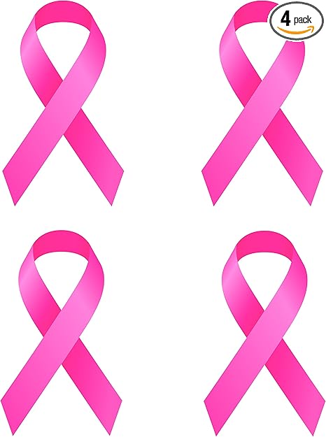 Rogue River Tactical 4 Pack Best Large Pink Ribbon Support Breast Cancer Awareness Survivor Auto Decal Bumper Sticker Vinyl for Car Truck Van RV SUV Boat Window Women Mom Grandmother (4 Pack)