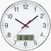 VIVILINEN Kitchen Wall Clocks with Date and Temperature Silent Modern Wall Clock for Living Room, Bedroom, Digital Clock Non-ticking 30cm