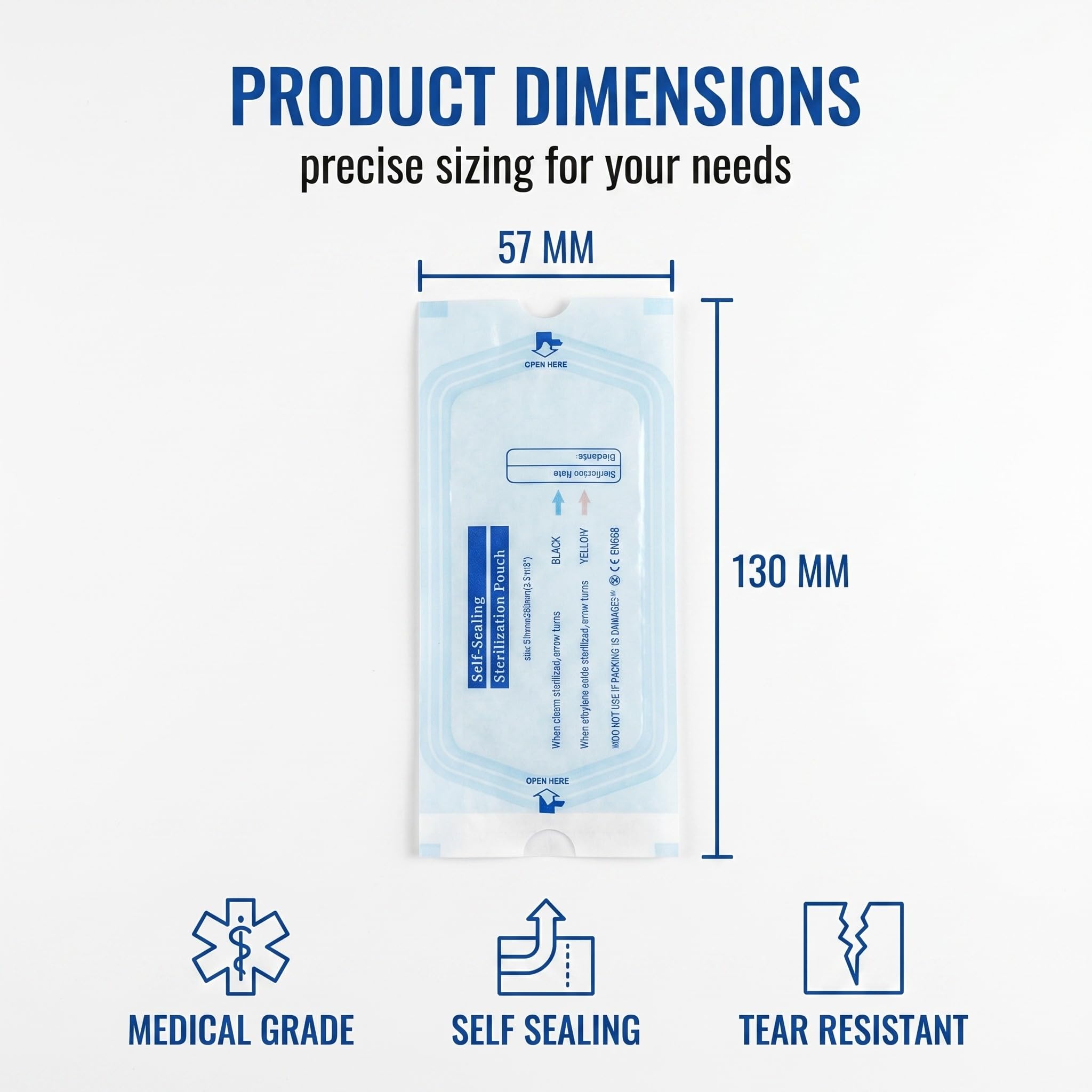 100 Sacchetti Autosigillanti Per Sterilizzazione Dentale In Pvc, Sacchetti Autoclavi, Per Strumenti Di Pulizia (57X130Mm)
