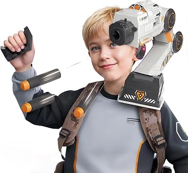 Cool Inductive Robot Arm Tracking Blaster, Smart Head & Hand Motion Tracking Robotic, Shoulder-Mounted Blaster Robot Toy with Remote Control 10 PCS Soft Bullets