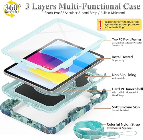 Miniatura 132 de SEYMAC stock Funda para iPad (A16) de 11ª/10ª generación de 11/10.9 pulgadas 2025/2022, funda de protección contra caídas de cuerpo completo