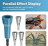 Vista 5 de Wire Nut Twister & Wire Twister Tool for Drill, 1/4" Chuck Spin Twist Connector Socket, Compatible with 8-14 AWG, Quick Cable Stripping and Twisting