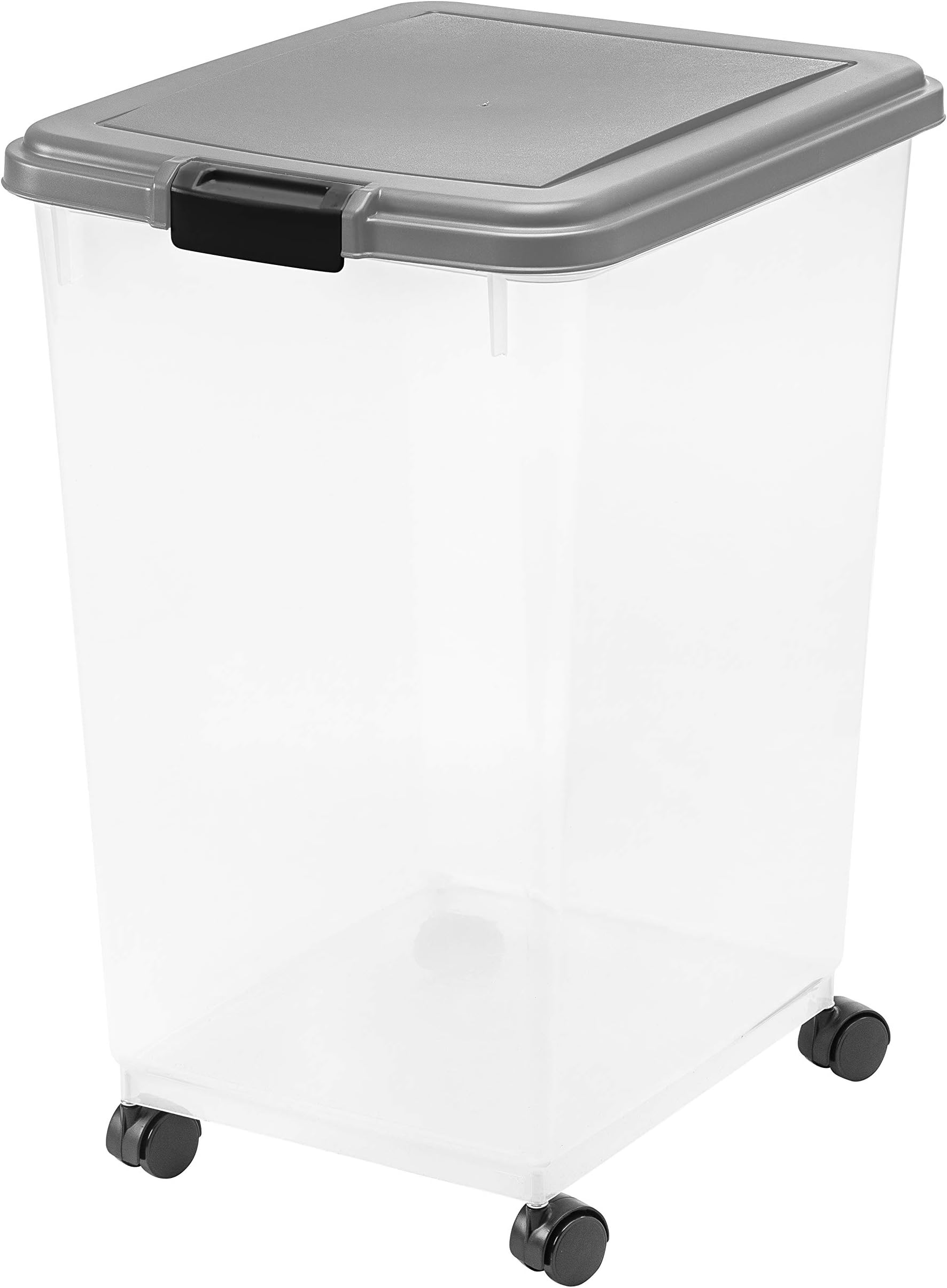 Mp-12 69 Qt Airtight Plastic Pet Food Storage Container, Black/Clear