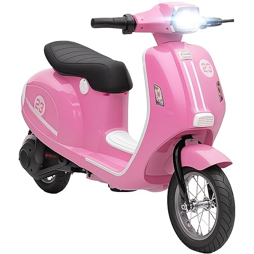 Qaba 24V Kids Motorcycle, Electric Motorcycle with 250W Motor, 3.7-9.9 mph, 7AH Batteries, 12" Inflatable Tires and Rear Suspension, Battery Powered Ride On Toy with LED Lights for 8-12 Years, Pink