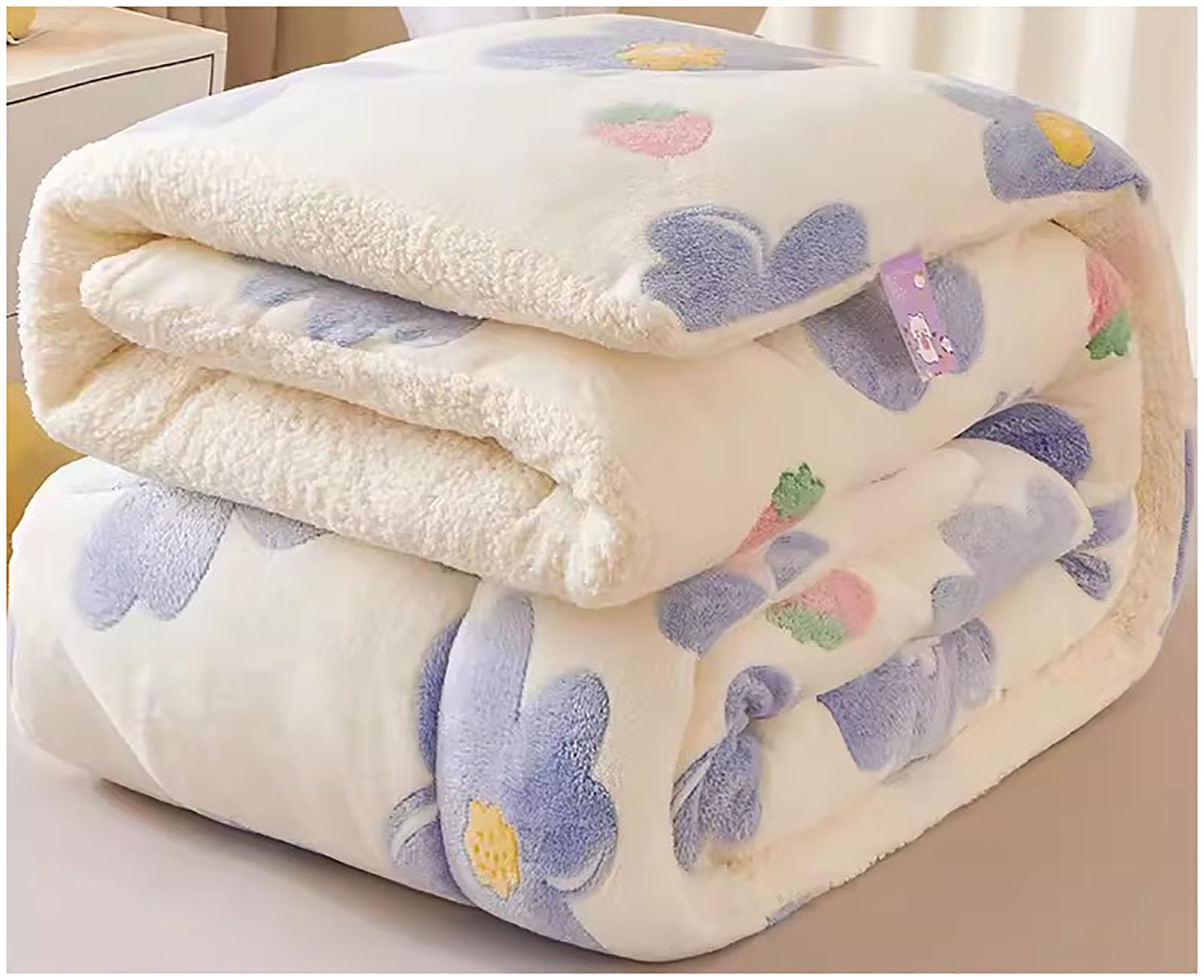 Manta de invierno de forro polar de cordero gruesa de lujo súper suave de doble cara de terciopelo de 3 capas, núcleo de edredón pesado y cálido para invierno, 200 x 230 cm (4 kg)