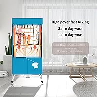 Vista 5 de Secadora portátil, secadora eléctrica de 110 V 1000 W, doble capa apilable, acero inoxidable, azul, capacidad de 33.1 lbs, carga frontal, ideal