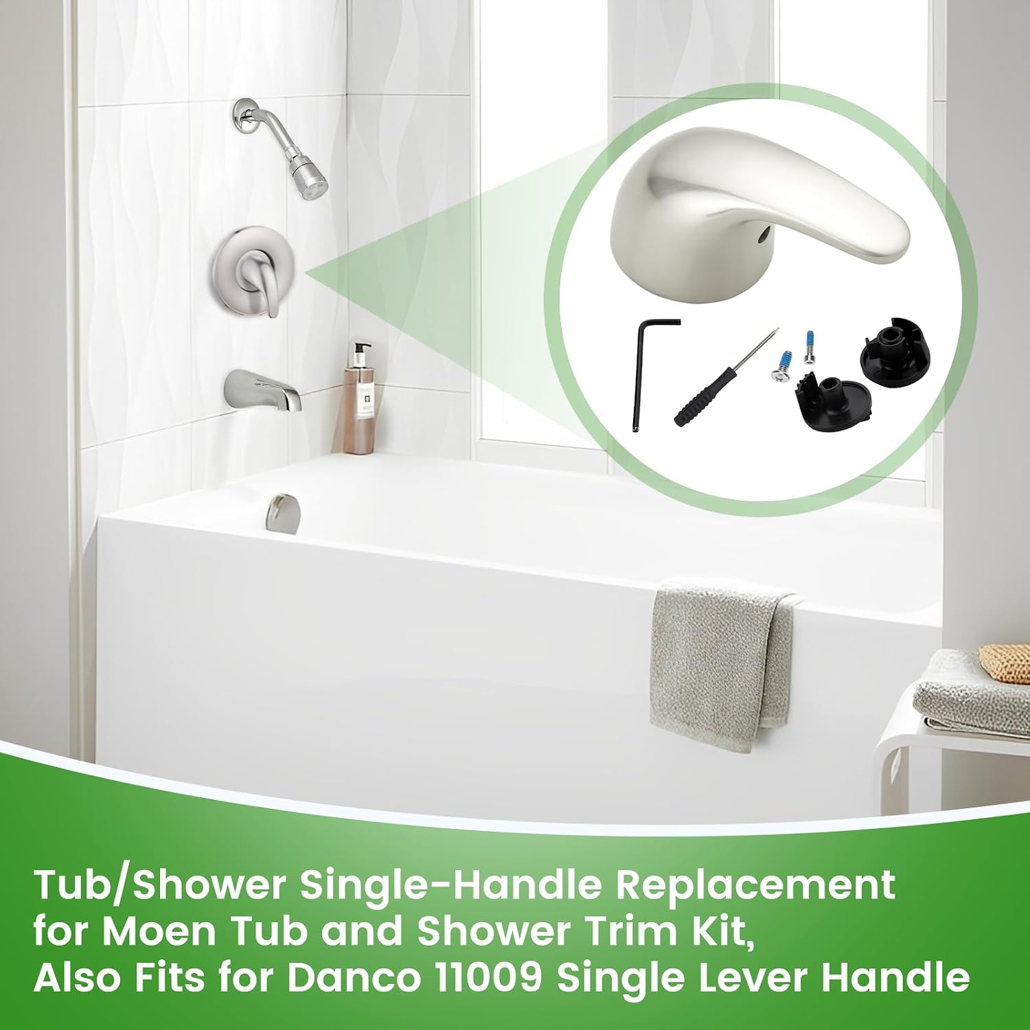 Replacement for Moen 100657 Lever Shower Handle, Compatible with Moen PosiTemp & Moentrol Valve Systems, Fits for Single Handle Tub/Shower Faucets, Brushed