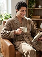 Vista 2 de Noble Mount Bata de felpa para hombre - Bata de forro polar, bata de baño para hombre