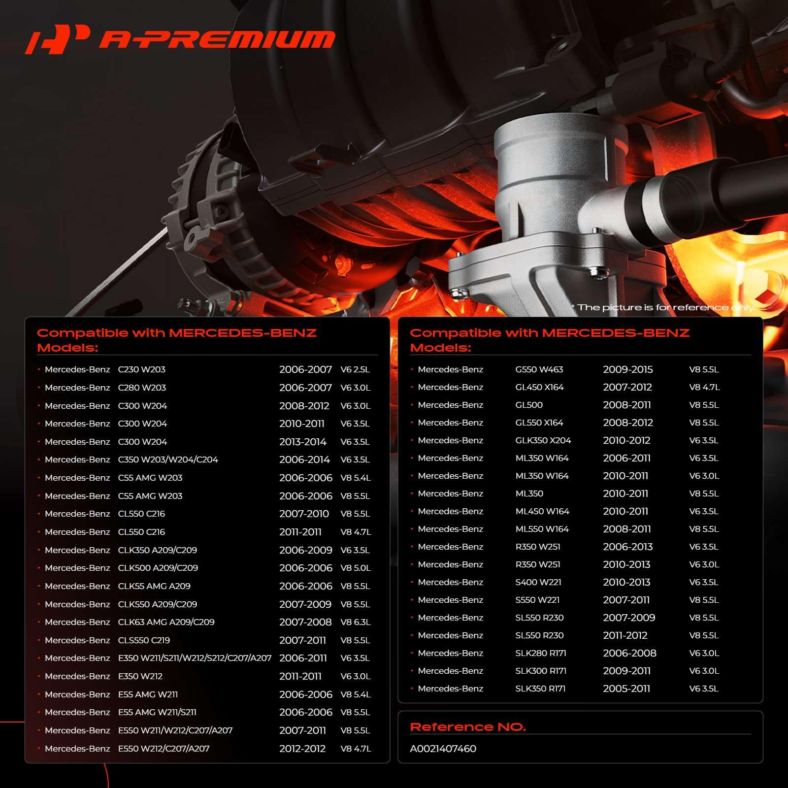 A-Premium Sekundärlufteinspritzungs-Rückschlagventil kompatibel mit Mercedes-Benz C300, C350, C280, C230, C55 AMG, E350, E55 AMG, E550, GLK350, ML350, ML550, ML450, GL450, Luftpumpen-Rückschlagventil