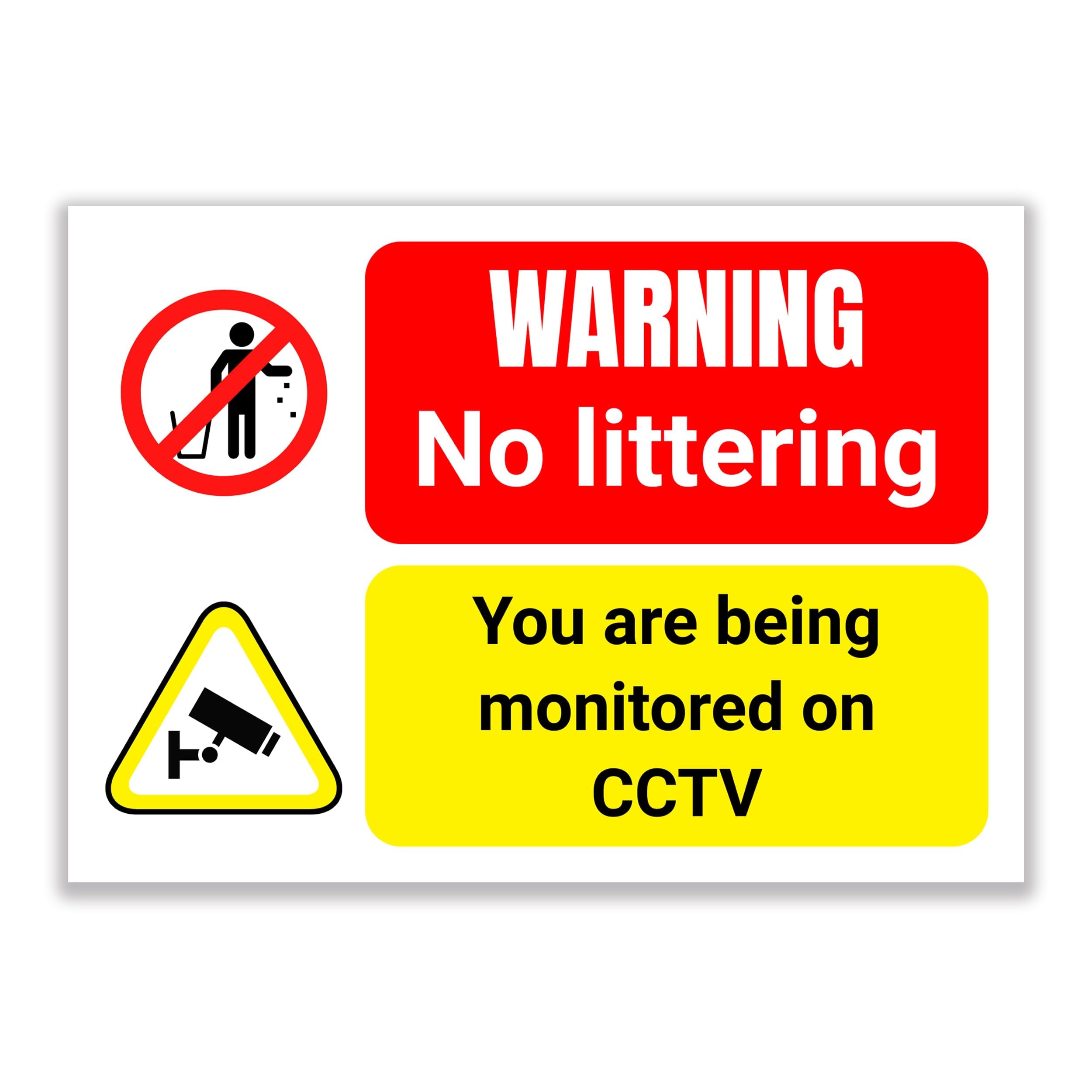 LP Lifestyle Warning No Littering CCTV Sign – Rust-Free Waterproof & Weatherproof PVC Security Sign for Public & Private Areas, Outdoor & Indoor Use No.325 (A4 (210mm x 297mm) – No Holes)