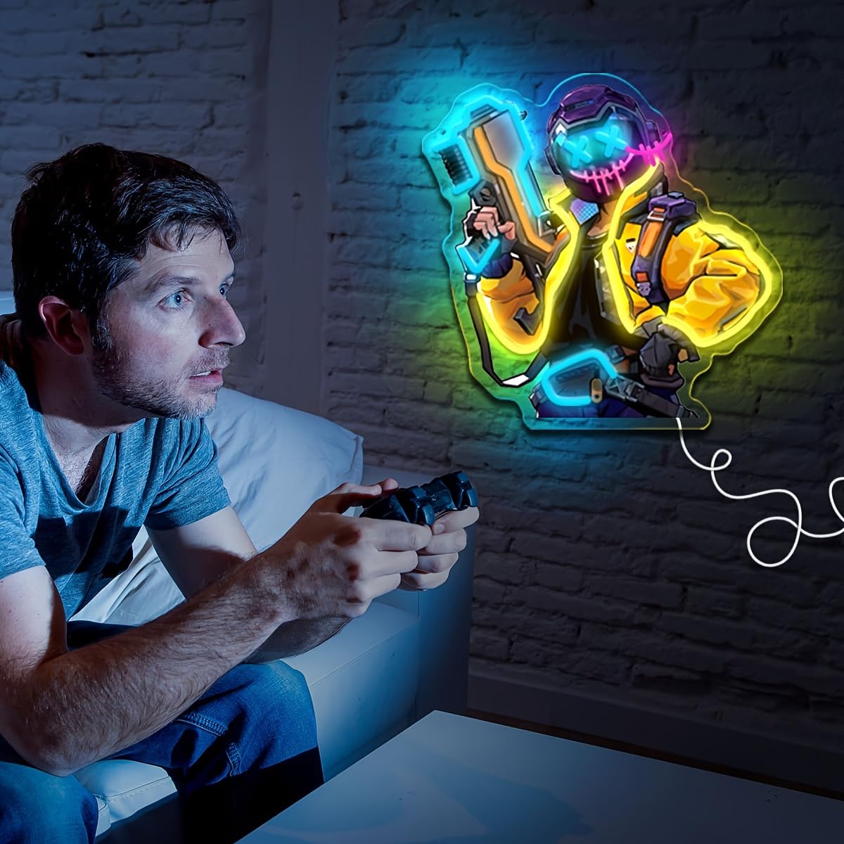 Gaming Neon Schild,Anime Joker Gamer LED Neon Schild für Schlafzimmer Spielzimmer Man Cave Gaming Zimmer,Cool Clown Pistole Wand Deko Geschenk für Teenager Männer Lady Spieler USB Powered（13"*13.2"）