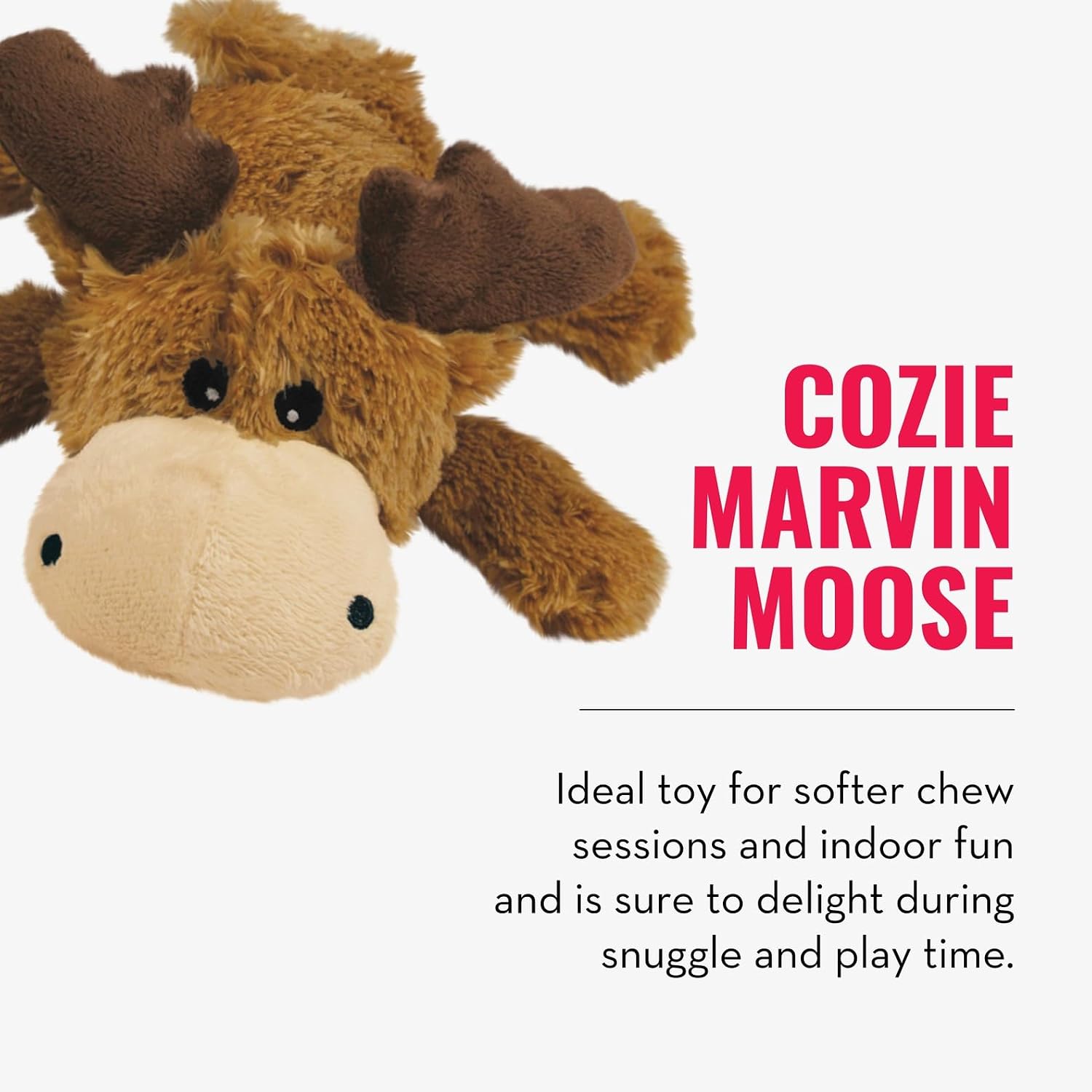 KONG Cozie Marvin Moose and SqueakAir Balls, 3 Pack, for Small Dogs | Soft Plush Moose for Indoor Cuddle Play Paired with Durable SqueakAir Balls for Lively Fetch & Outdoor Fun