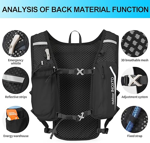 Miniatura 4 de INOXTO - Mochila de hidratación para correr, ligera, aislada, con bolsa de agua de 50.7 fl oz (1.5 L), mochila para senderismo, correr, ciclismo,
