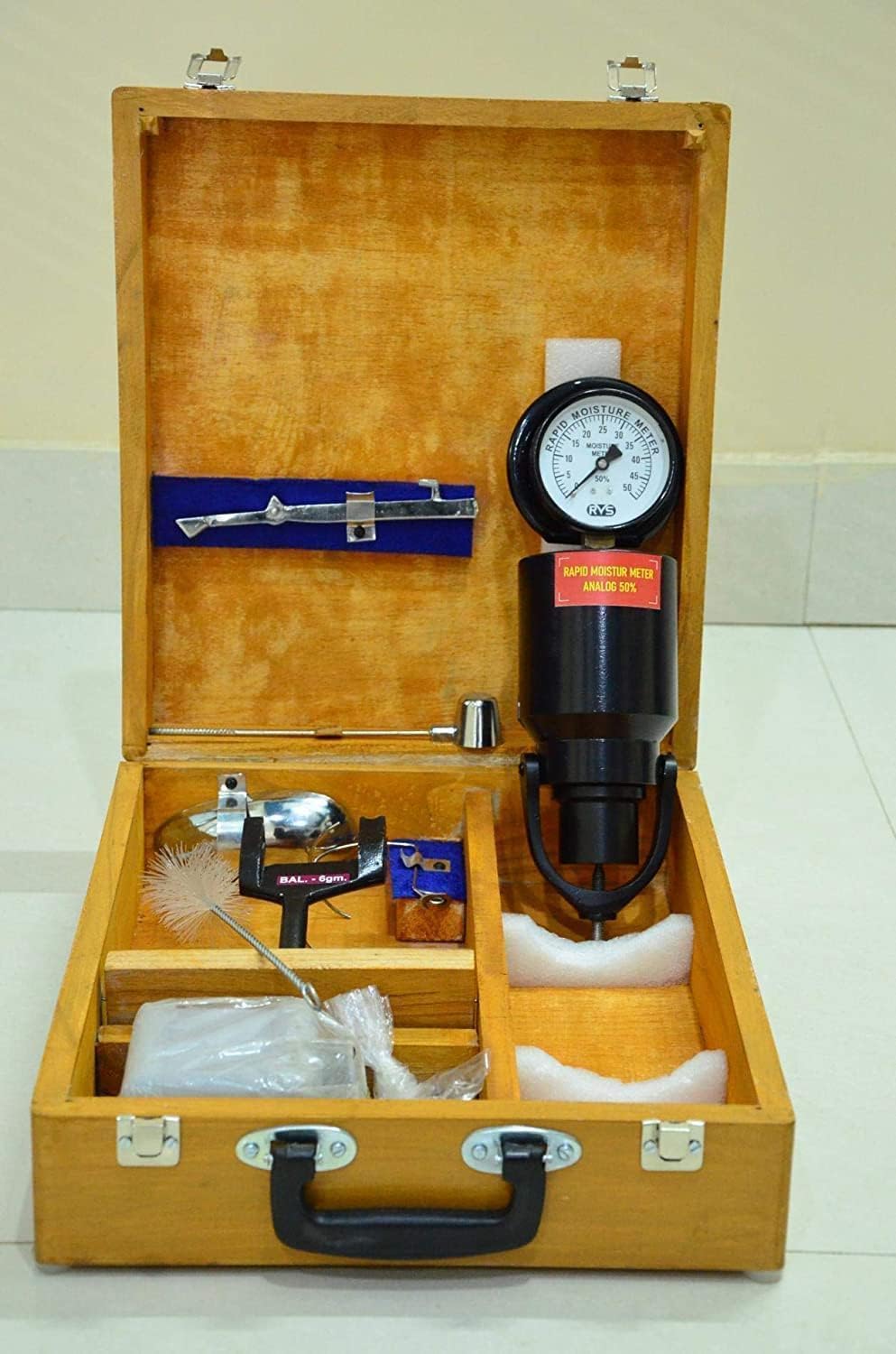 Rapid Moisture Meter Kit, Soil Water Content Testing Apparatus in Wooden Case