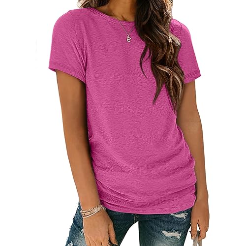 ATHMILE Womens Soft Basic T Shirt Summer Tops Short Sleeve Crewneck Tees Casual Teachers Cute Work Outfits Everyday Wear