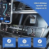 Vista 5 de Anina USB AUX Montaje empotrado para Toyota, cable de extensión AUX de 0.138 in para salpicadero de automóvil macho a hembra, adaptador de enchufe