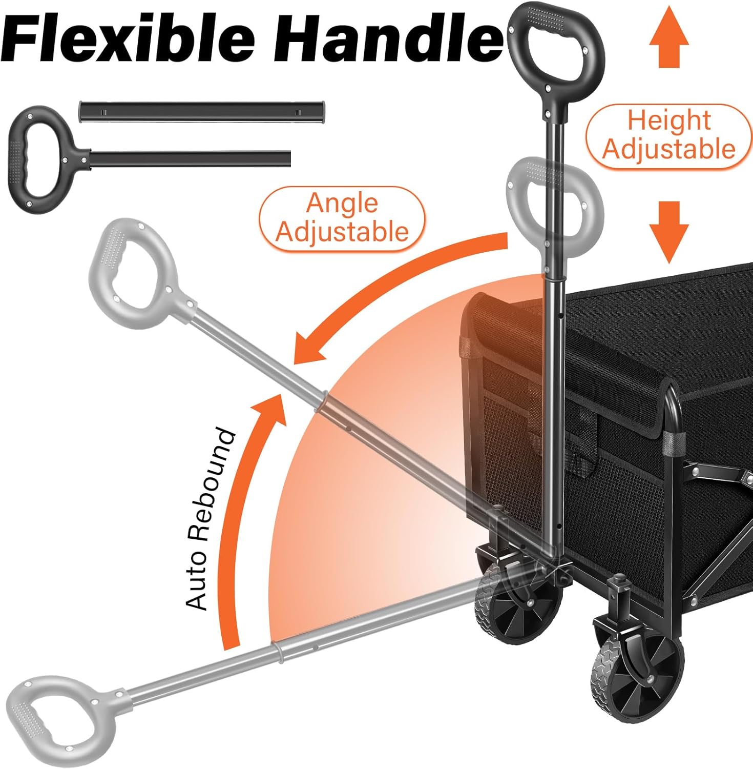 Wagons Carts Foldable - 360Lbs Collapsible Wagon Cart with Wheels Portable - Folding Wagon Lightweight for Camping, Sports, Travel, Picnic, Groceries, Shopping