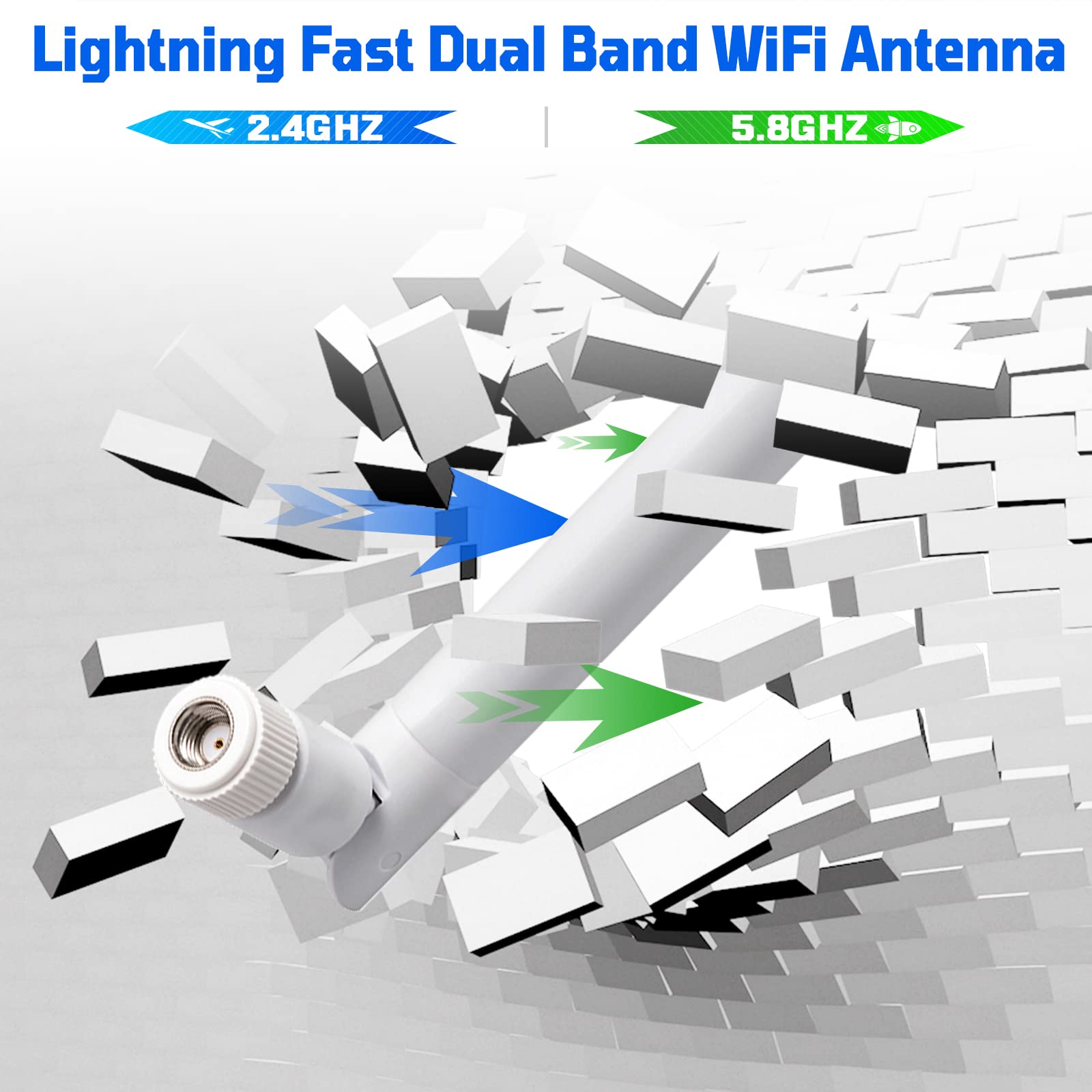 Eightwood Antena WiFi 2,4 G/5,8 G Dual Band (2 szt.) RPSMA do Kamery Bezpieczeństwa, Bezprzewodowego AV Audio Video Odbiornika, HDMI Extendera, Routera Sieciowego, Bramy IoT, WiFi AP, Modemu, Hotspota