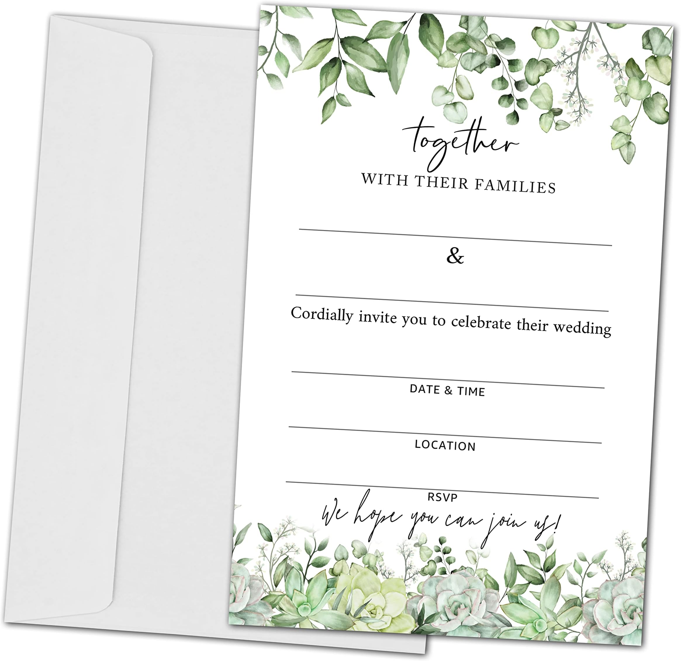 ZEDEV Greenery Wedding Invitation Cards Invite Cardstock
