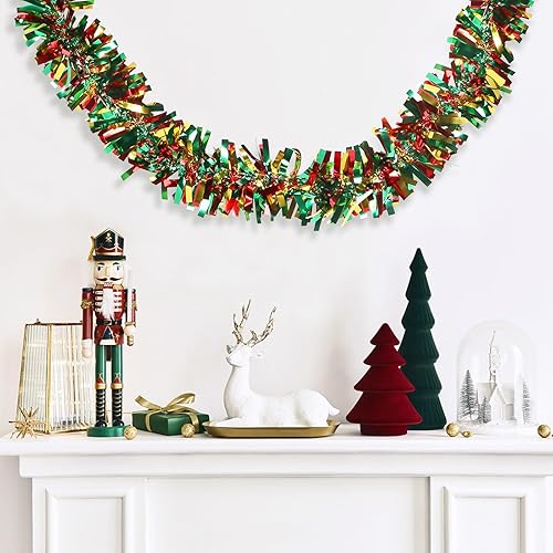 Miniatura 7 de Guirnalda de oropel de Navidad, guirnalda de papel metálico brillante artificial de 33 pies para decoración de árbol de Navidad, para vacaciones,