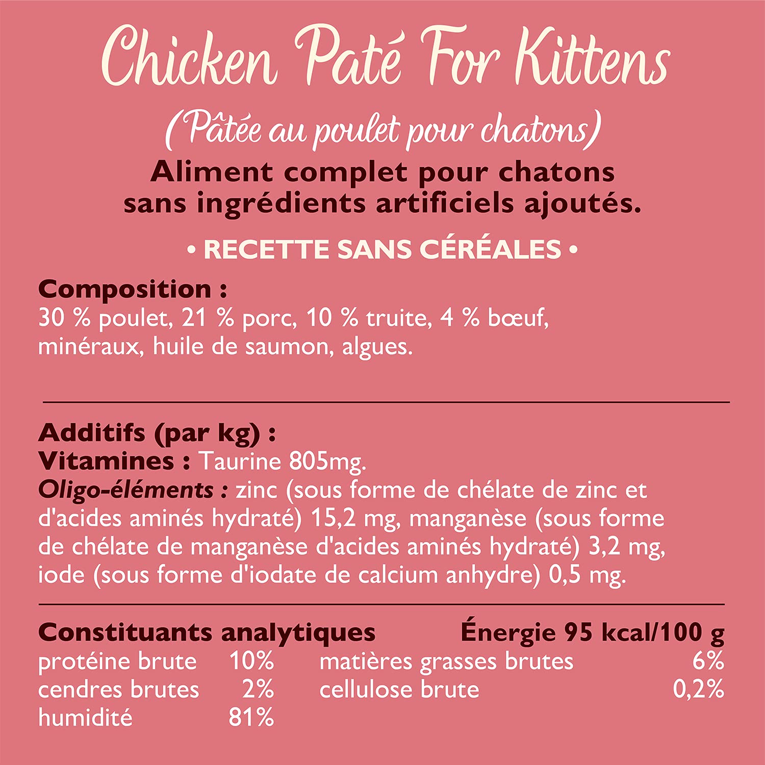 Lily's Kitchen Pâté lisse pour chaton, Poulet + bœuf (19 x 85 g)