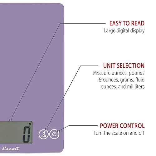 Miniatura 7 de Escali Arti Classic - Báscula digital de café espresso y báscula de alimentos para encimera, capacidad de 15 libras, color violeta