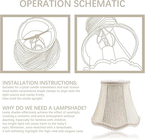 Miniatura 4 de FERCAISH Pantalla moderna de estilo europeo, pantalla de tela de estilo real, pantalla de lino, pantalla de lámpara para sala de estar, cocina y