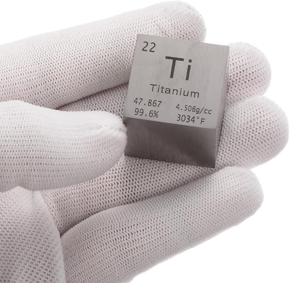 PATIKIL 1 Inch Titanium Cube Metal Element High Density Block Pure Periodic Magnesium Block for Element Collections Teacher Lab Scientific Experiment, 25.4 mm