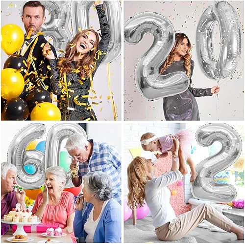 Miniatura 7 de Globos plateados de 40 pulgadas, globos del número 30, decoraciones de feliz cumpleaños 30 para ella, globos de cumpleaños de 30 años, globos de