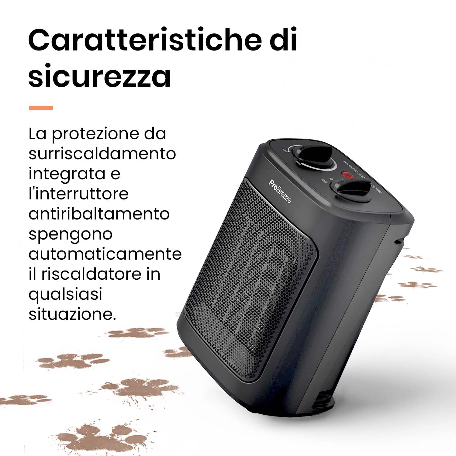 Pro Breeze Stufetta Elettrica Basso Consumo 2000W in Ceramica - 3 modalità, ventilazione, protezione surriscaldamento/ribaltamento. Compatta e sicura per casa, ufficio, bagno. Termoventilatore