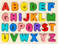 Attmu Wooden Alphabet Pegged Puzzle for Toddlers - 26 ABC Letters Montessori Learning Toy, Safe Educational Gift for Preschool Boys Girls 3+