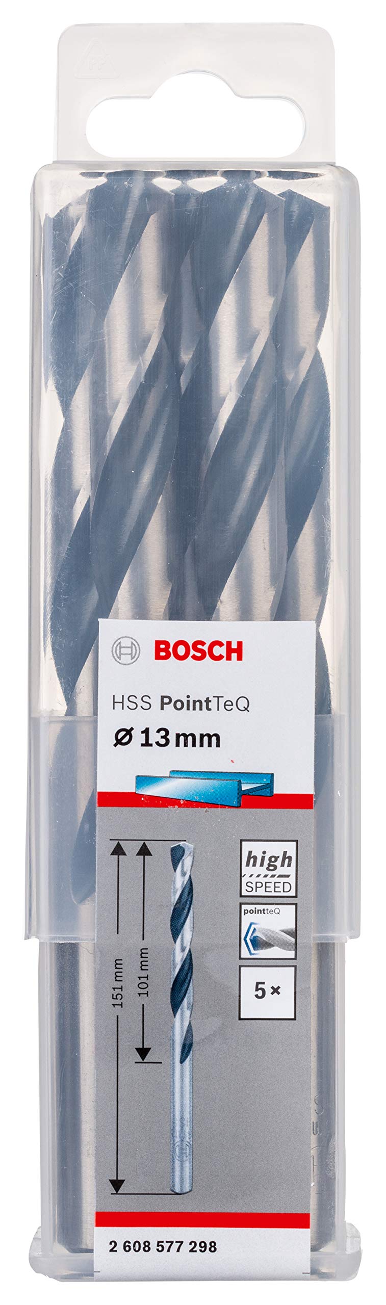 Bosch Bosch Professional 5-piece PointTeQ HSS Twist Drill Bit (for Metal, 13 x 101 x 151 mm, Drill Driver Accessories)