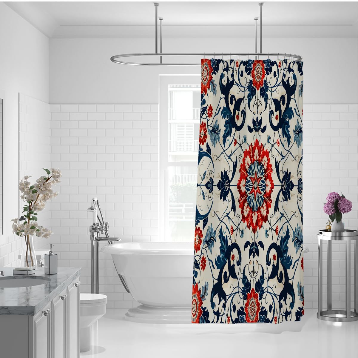 Boho-Medaillon Duschvorhang Vintage-Baddeko 180 x 220 cm