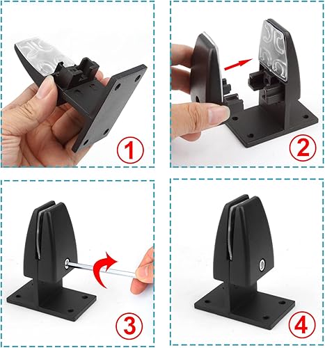 Miniatura 3 de 8 abrazaderas de soporte de protección contra estornudos, clip divisor de escritorio de oficina ajustable, negro, aluminio