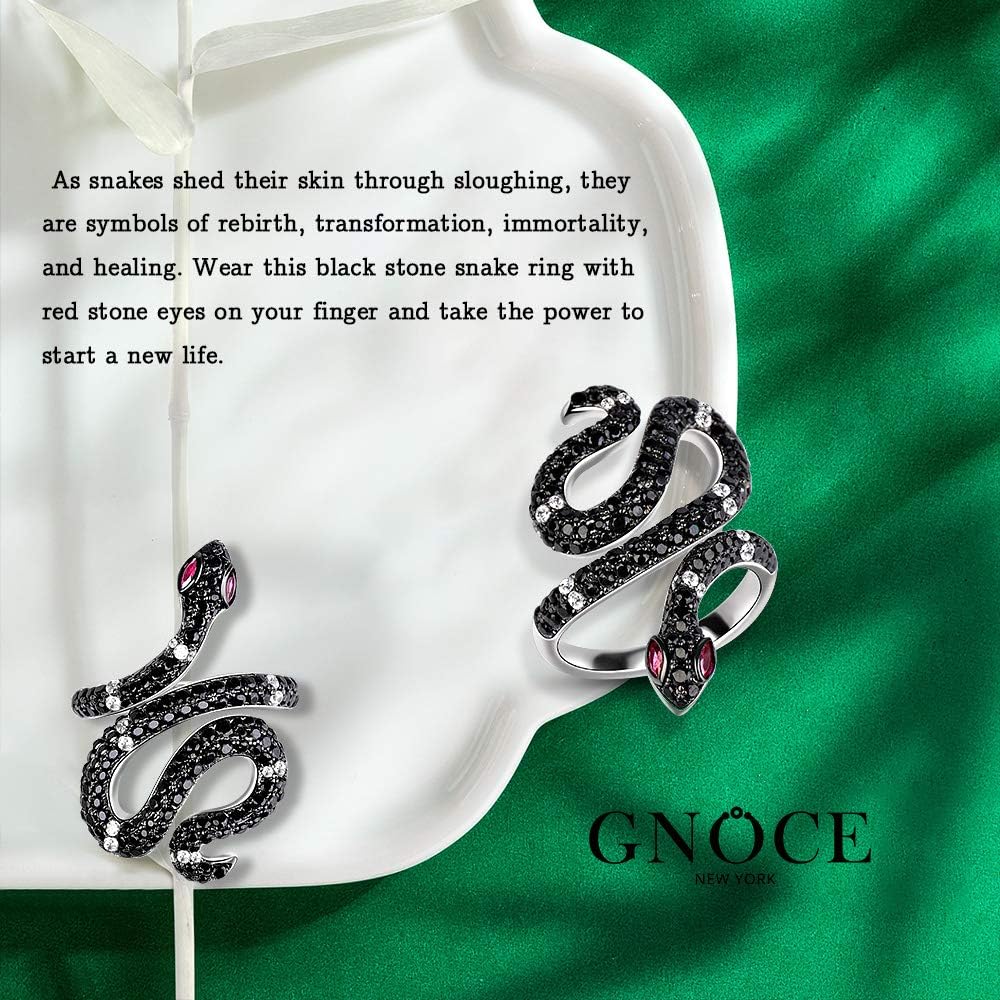 GNOCE Snake Ring for Women Men S925 Life Power Black Rings with Cubic Zirconia Personality Jewelry Engagement Anniversary Promise Fashion Ring - Image 4
