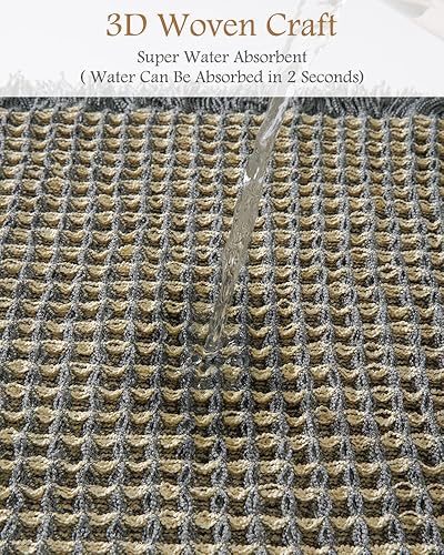 Miniatura 3 de tchdio Tapete de baño tejido de punto gofre súper absorbente antideslizante para baño tapete de baño bohemio con borlas tapete de baño lavable 21 x