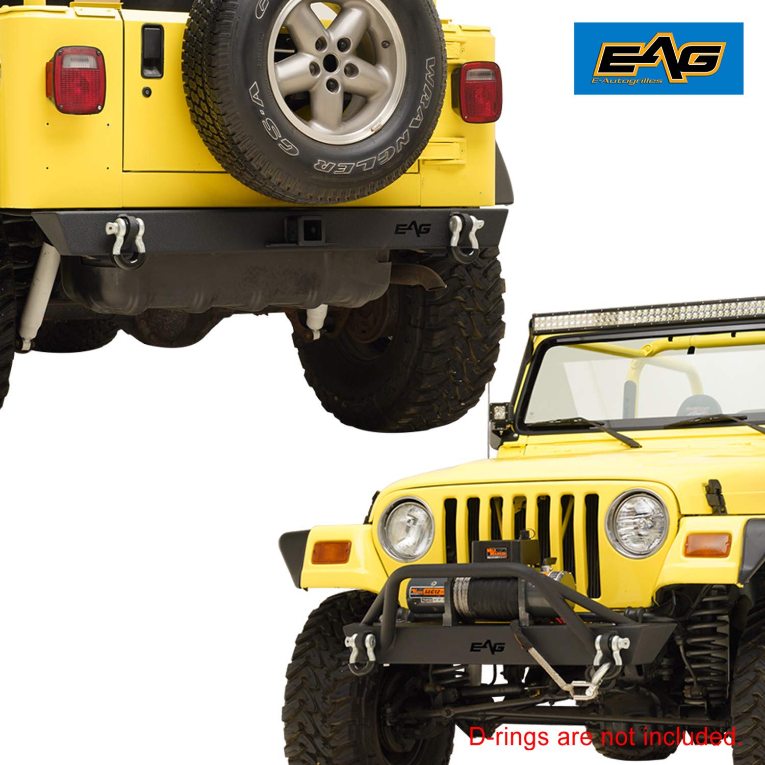EAG Front Bumper and Rear Bumper Combo Black Textured Offroad Fit for 8706 Wrangler TJ YJ Buy