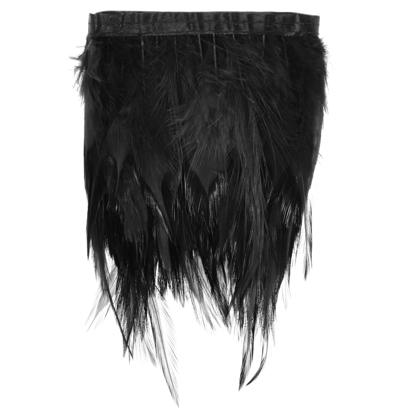 M METERXITY Rooster Feather Trim Fringe, 2 Yards 3-5" Natural Fluffy Feather Trim for Crafting/DIY Sewing/Party Clothing/Wedding Dress Decoration/Dream Catcher [Black]