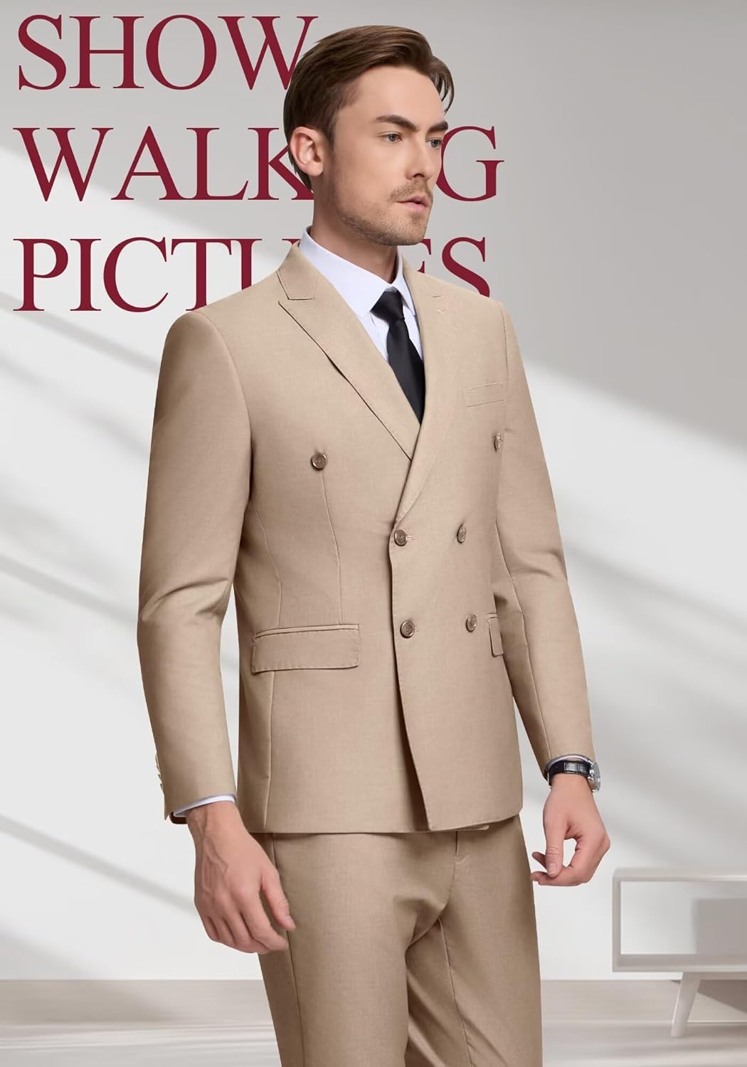 Double Breasted Suit Men Slim Fit 2 Pieces Suit Blazer Pants Formal 2 Button Tuxedo Jacket for Wedding Business Prom - Image 5