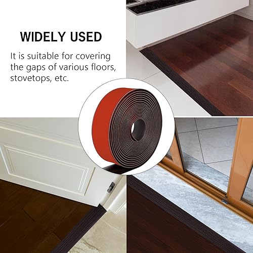 Miniatura 5 de Tira de transición de suelo de 5 pies, autoadhesiva, cubierta de vinilo, tira de transición divisora plana, diseño de grano de madera para huecos de