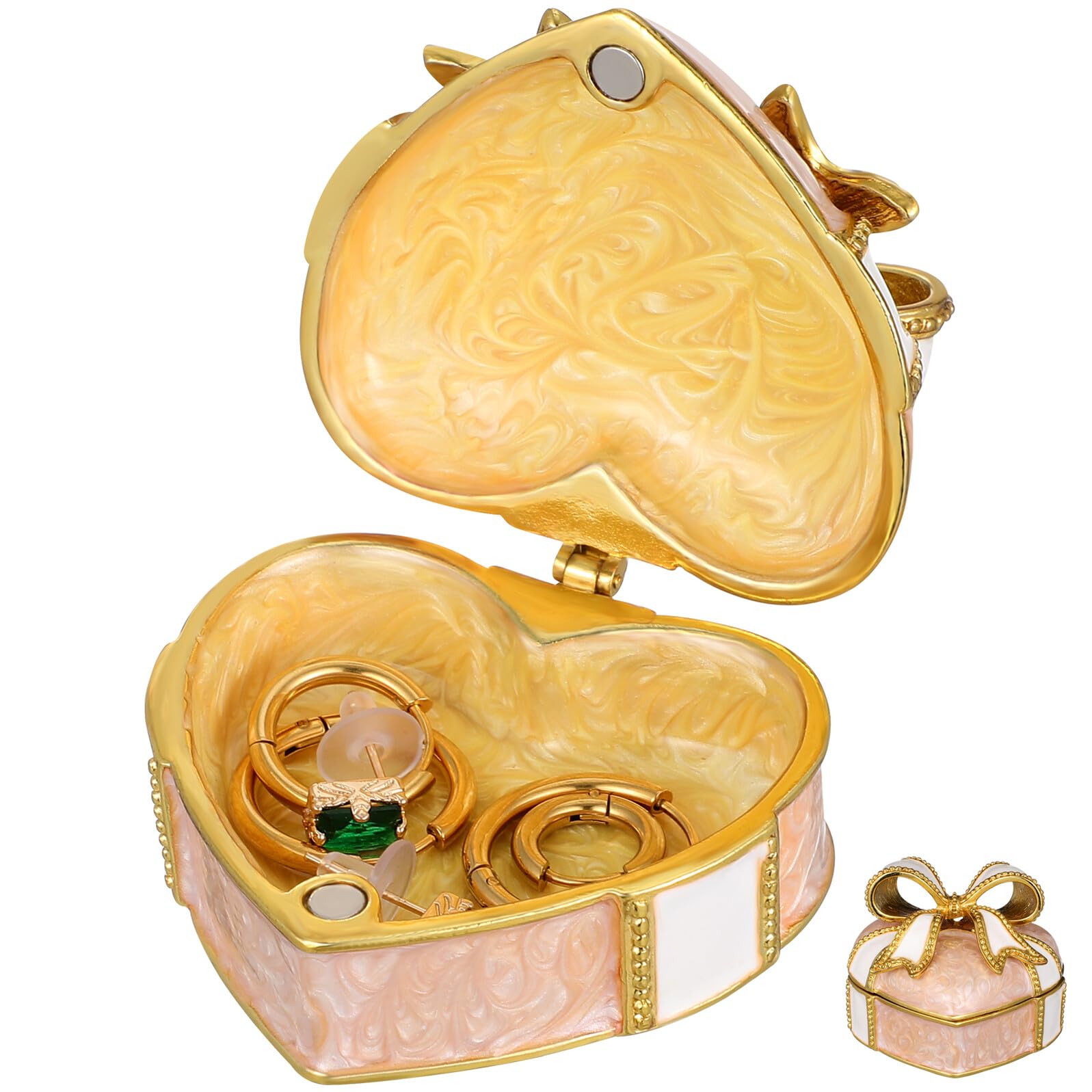 Boîte de rangement à bijoux de luxe en alliage durable rose