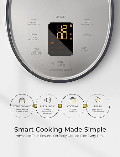 Miniatura 5 de CUCKOO Micom - Olla arrocera pequeña, 10 opciones de menú blanco, avena, marrón, quinua y más, lógica inteligente difusa, 3 tazas0.75 cuartos de