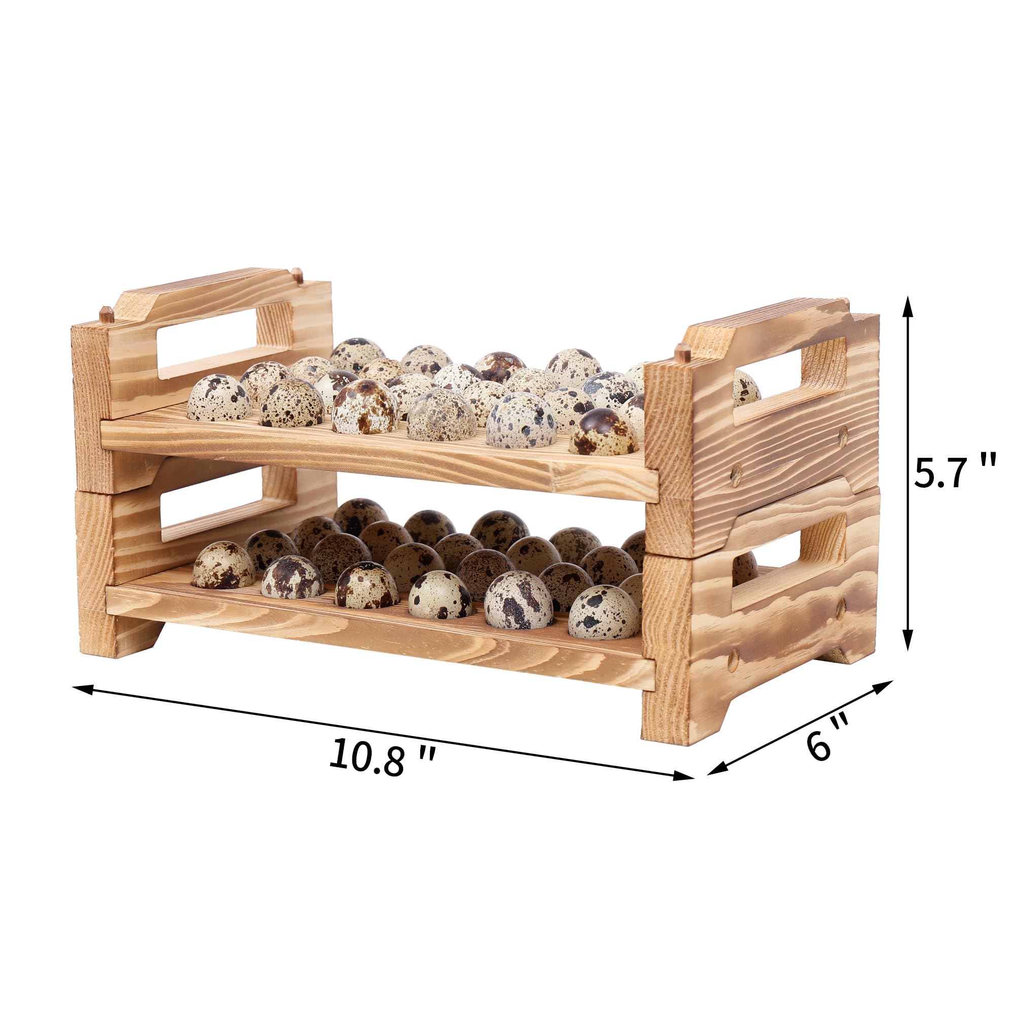 Porte-Œufs Empilable Bois BENECREAT 48 Fentes - Organisateur Rustique Pour Œufs De Caille - Brun Noix De Coco