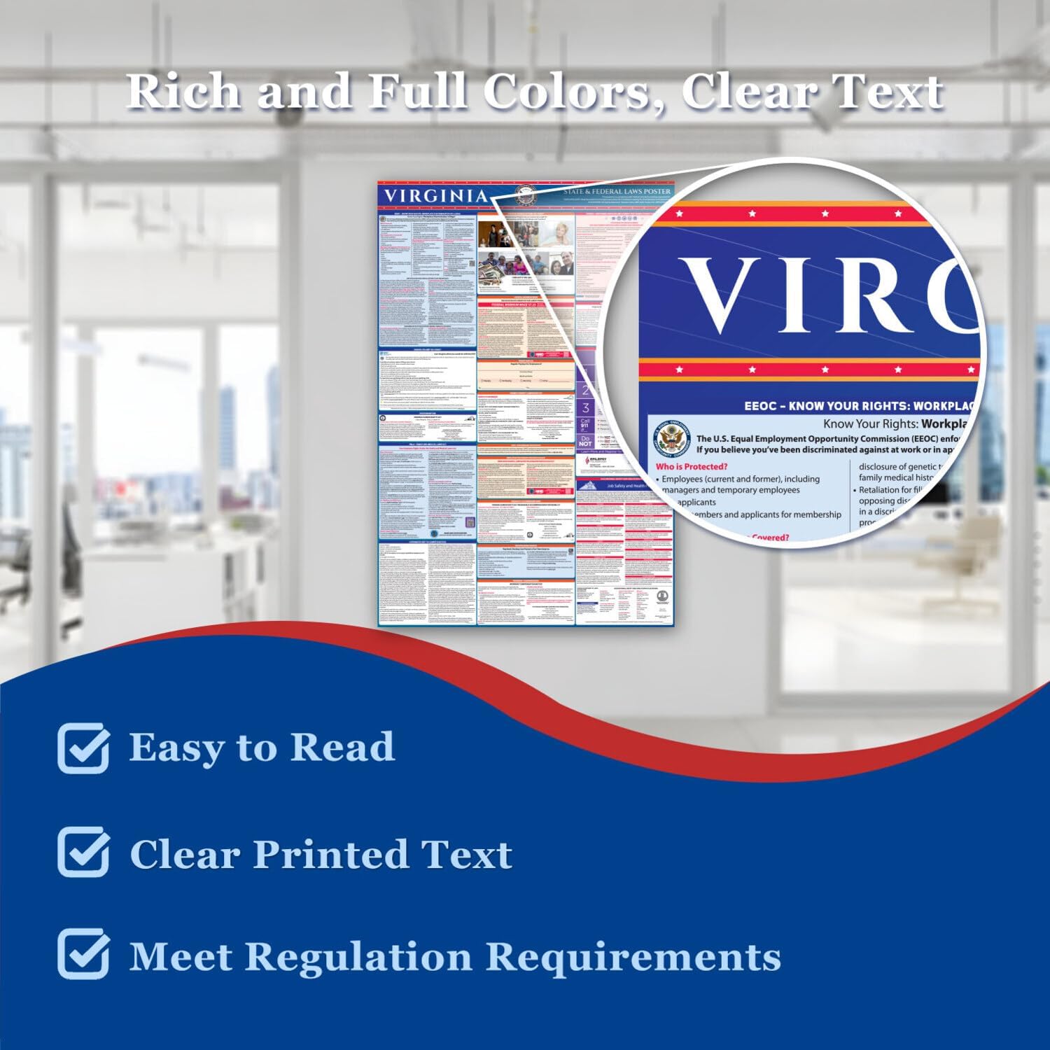 Virginia Department of Labor Poster, State and Federal, OSHA Compliant, Laminated, English 2 Pack (English 2 Pack)