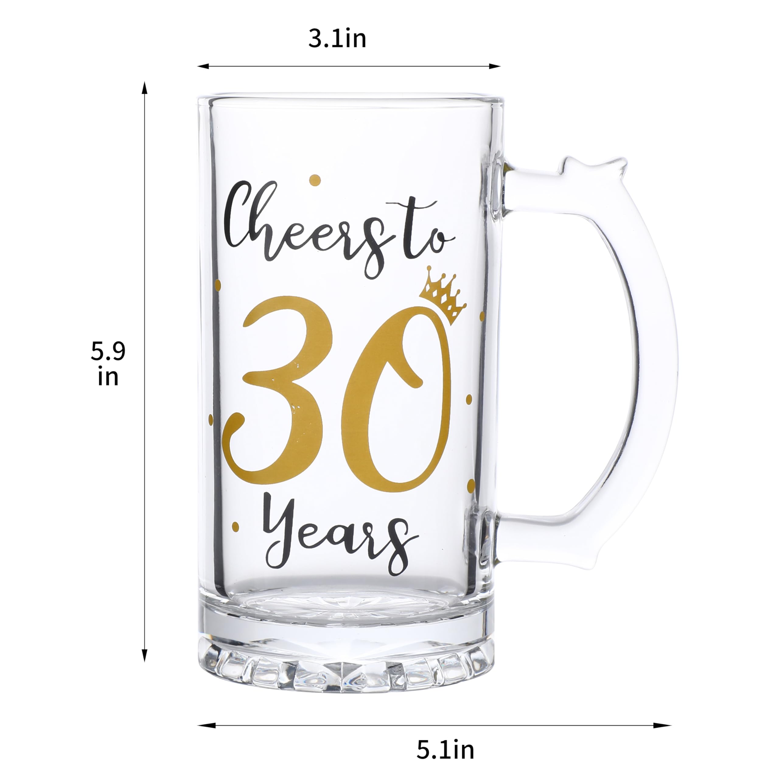 30th Birthday Gift?Men and Women Cheering 30th Birthday Beer Mugs?Cheers to the 30th Anniversary Beer Glass?30th Birthday Party Wedding Anniversary Decorative Gift, 18 Ounce (Cheers to 30 Years)